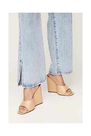 Boohoo Faux Leather Open Toe Mule Wedges