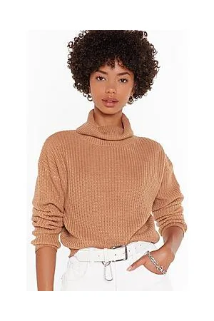 Boohoo Turn Knit On Turtleneck Cropped Jumper