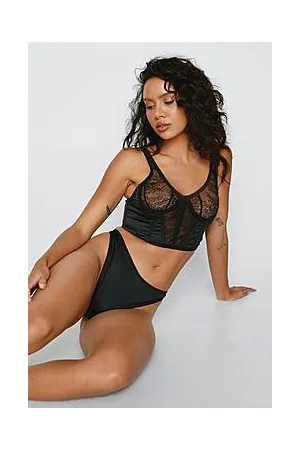 Boohoo Satin And Lace Corset And Panty Lingerie Set