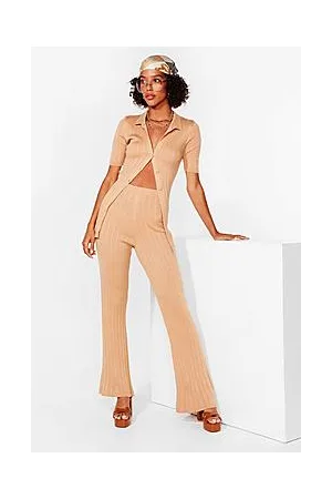 Boohoo Get Button-down Tonight Knit Cardigan And Pants Set