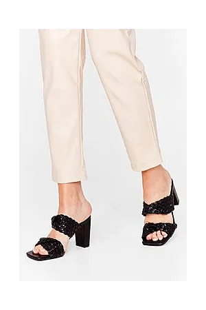 Boohoo Square Are You Woven Heeled Mules