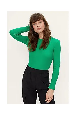 Boohoo Waffle Crew Neck Long Sleeve Top
