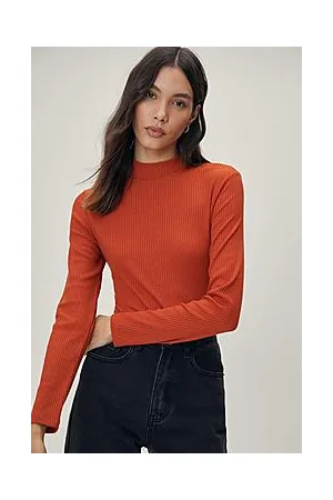 Boohoo Petite Recycled Rib High Neck Long Sleeve Bodysuit