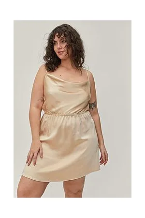 Boohoo Plus Size Cowl Neck Satin Mini Dress