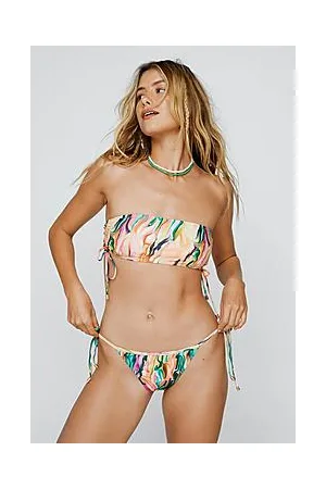 Boohoo Recycled Marble Ruched Bandeau Bikini Set