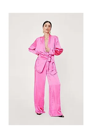 Boohoo Satin Wide Leg High Waisted Pants