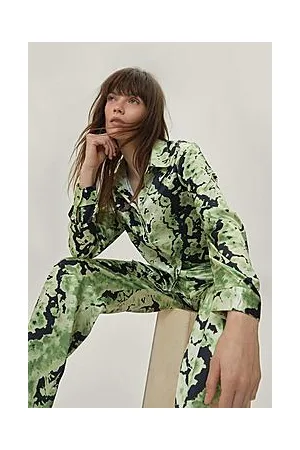 Boohoo Tie Dye Satin Long Sleeve Shirt