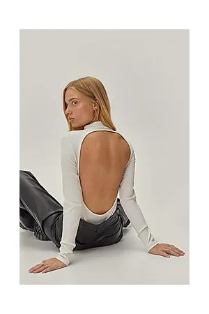Boohoo Petite Recycled Rib Open Back Bodysuit