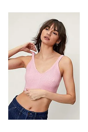 Boohoo Knitted V Neck Ribbed Bralette