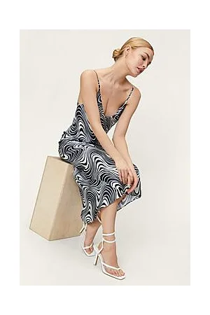 Boohoo Faux Leather Ankle Wrap Toe Thong Heels