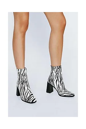 Boohoo Zebra Print Ankle Boots