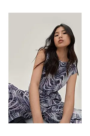 Boohoo Retro Plisse Co Ord Swirl Print Sleeveless Top