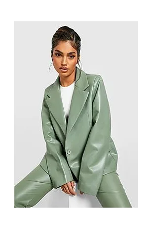 Boohoo Mix & Match Leather Look Boyfriend Blazer