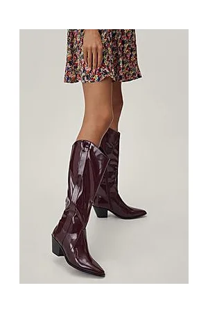 Boohoo Pu Squared Cowboy Boots