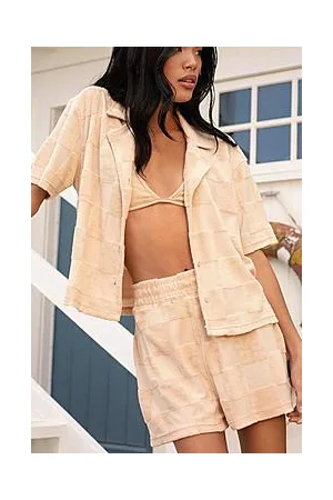 Boohoo Towelling Checkerboard Cover Up Shirt