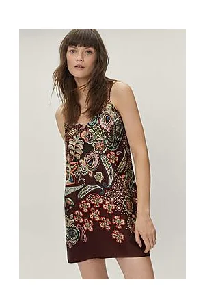Boohoo Paisley V Neck Mini Slip Dress