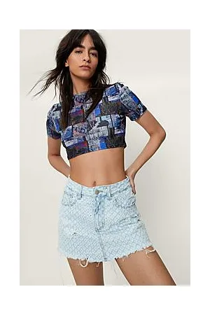 Boohoo Extreme Distressed Denim Micro Skirt