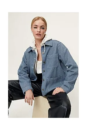 Boohoo Pinstripe Pocket Detail Shacket