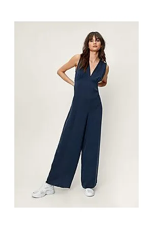 Boohoo Premium Modal Plunge Wide Leg Jumpsuit