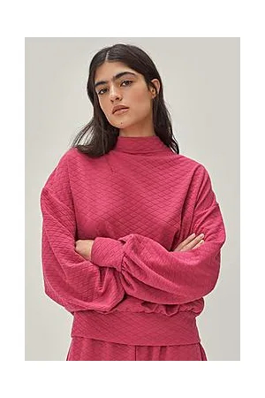 Boohoo Quilted Relaxed High Neck Sweatshirt
