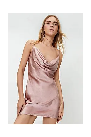 Boohoo Cowl Neck Satin Mini Slip Dress