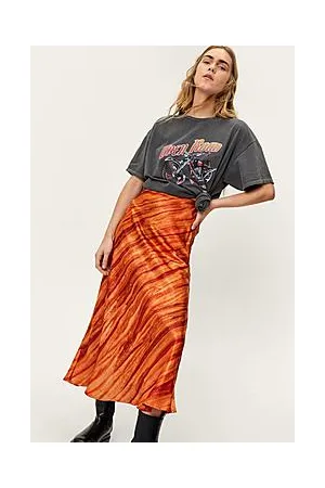 Boohoo Satin Tie Dye Print Co-ord Maxi Skirt