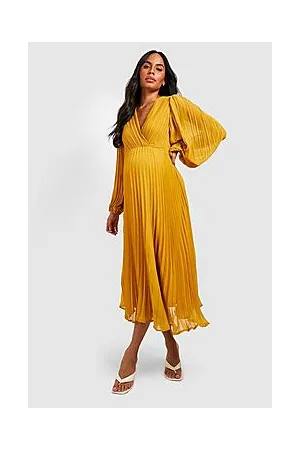 Boohoo Maternity Pleated Wrap Midaxi Dress