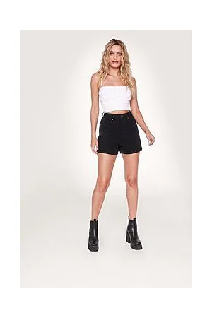 Boohoo Organic Denim High Waisted Mom Shorts