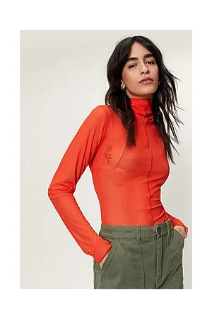 Boohoo Recycled Mesh Funnel Neck Exposed Seam Top