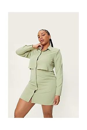 Boohoo Plus Size Button Down Midi Shirt Dress