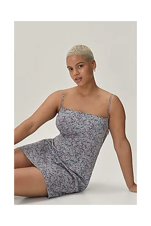 Boohoo Plus Size Floral Square Neck Loose Mini Dress