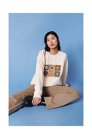 Boohoo Crochet Panel Overdyed Oversized Sweatshirt