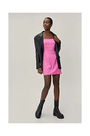 Boohoo Recycled Satin Square Neck Mini Dress