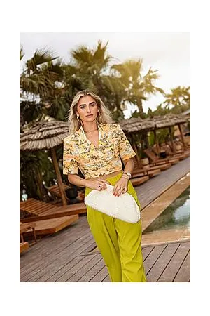 Boohoo Landscape Print Cropped Utility Shirt