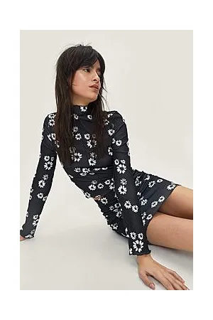 Boohoo Ditsy Long Sleeve Mesh Top