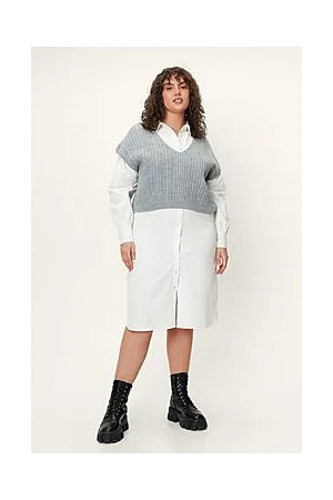 Boohoo Plus Size Button Down Midi Shirt Dress