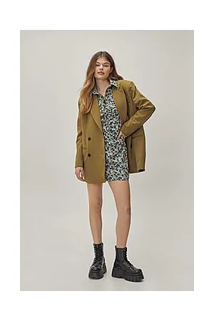 Boohoo Floral Ruched Front Mini Shirt Dress