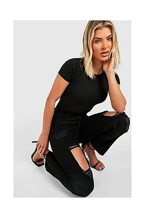 Boohoo Organic Distressed Denim Mom Jeans