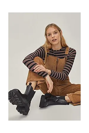 Boohoo Corduroy Zip Detail Flared Overalls