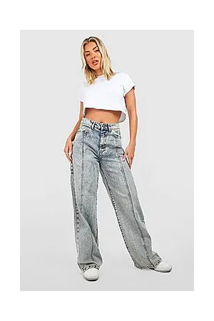 Boohoo Organic Denim Seam Front Wide Leg Jeans
