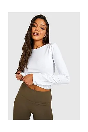 Boohoo Long Sleeve Basic Crew Neck Jersey Fitted Tshirt