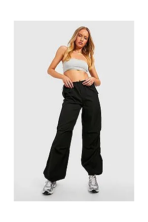 Boohoo Tall Toggle Waistband Low Rise Parachute Cargo Pants
