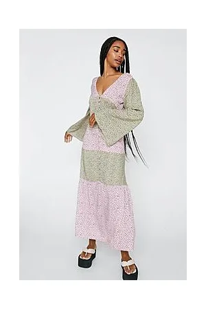 Boohoo Ditsy Floral Printed Mixed Maxi Dress