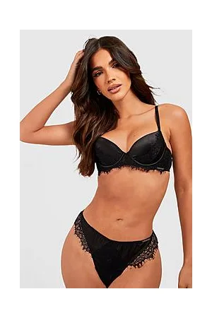 Boohoo Satin & Lace Underwire Non Padded Bra