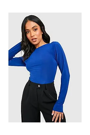 Boohoo Petite Long Sleeve Slinky Crew Neck Top