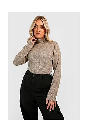 Boohoo Plus Melange Knitted Roll Neck Jumper