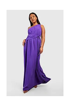 Boohoo Plus Premium Satin One Shoulder Maxi Dress
