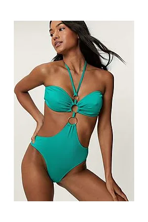 Boohoo Recycled Ring Cut Out Halter Neck Swimsuit