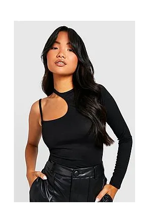Boohoo Petite Asymmetric Cut Out Long Sleeve Bodysuit