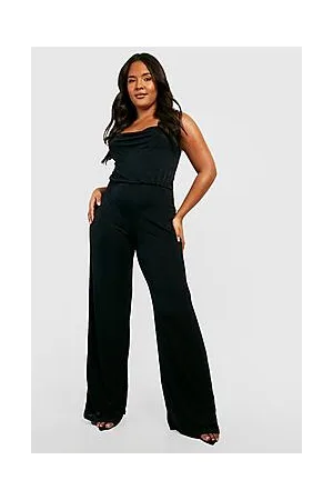 Boohoo Plus Acetate Slinky Cowl Neck Jumpsuit